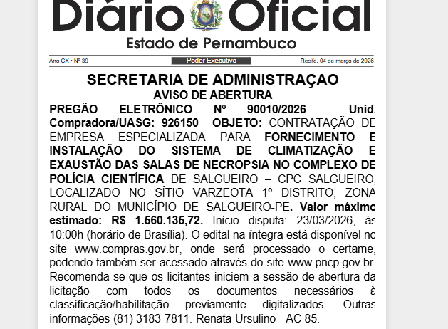 Governo de Pernambuco investe R$ 1,56 milhão em climatização das salas de necropsia de Salgueiro
